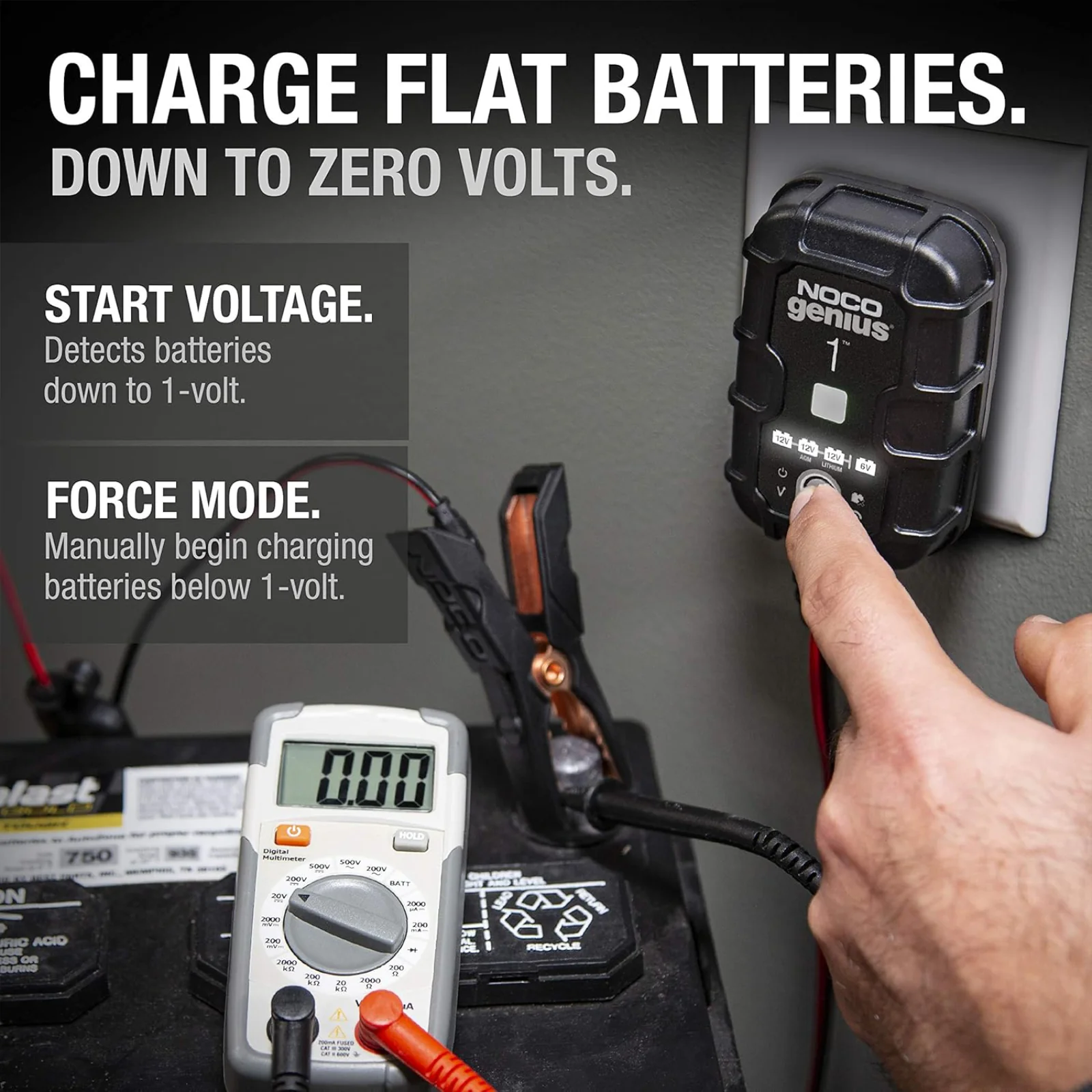 NOCO Genius1 6V/12V 1A Smart Battery Trickle Charger Maintainer Desulfator - Image 4