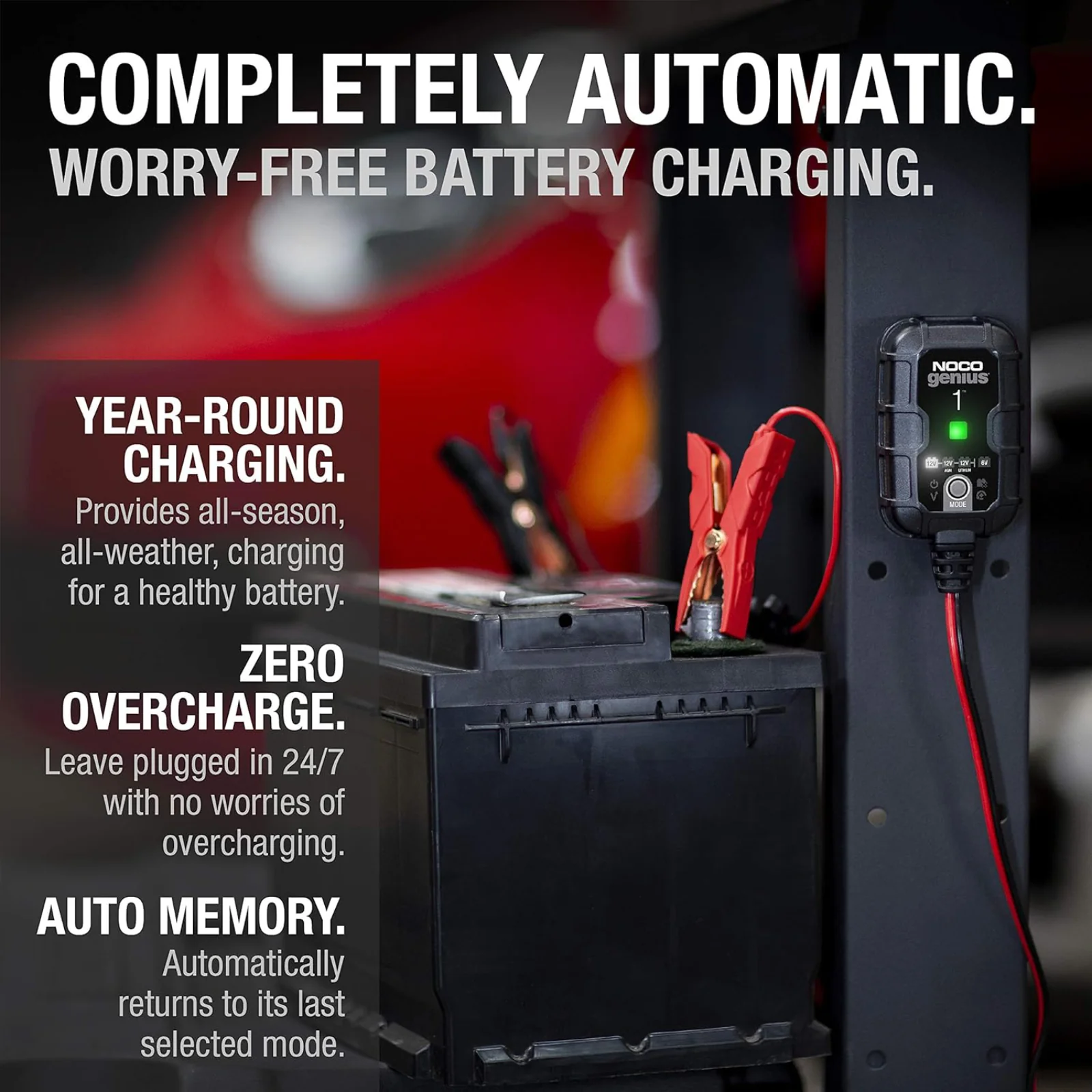 NOCO Genius1 6V/12V 1A Smart Battery Trickle Charger Maintainer Desulfator - Image 6