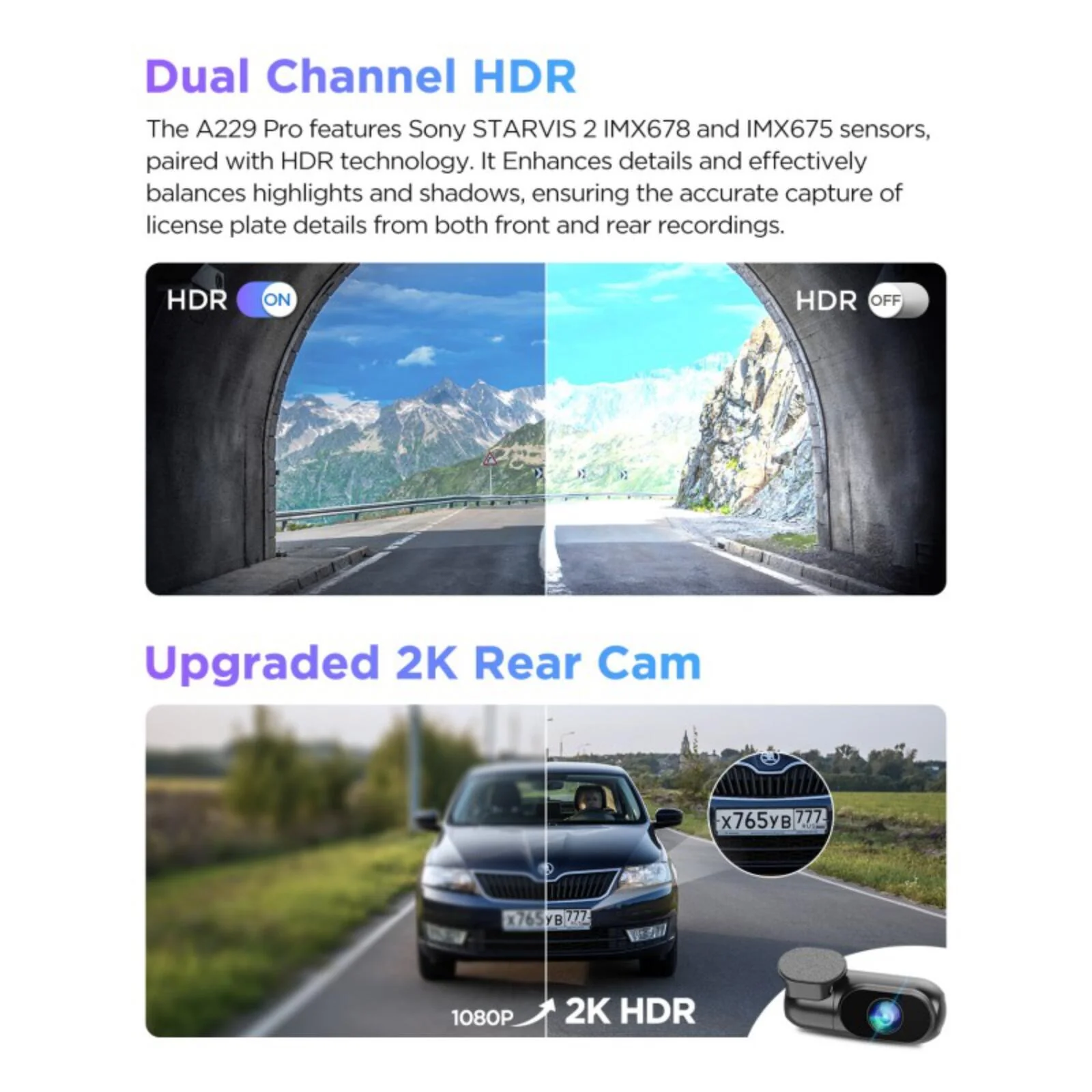 Viofo A229 Pro 2CH Dash Cam 4K Front 2K Rear Starvis 2 GPS WIFI HDR Dual Camera - Image 7
