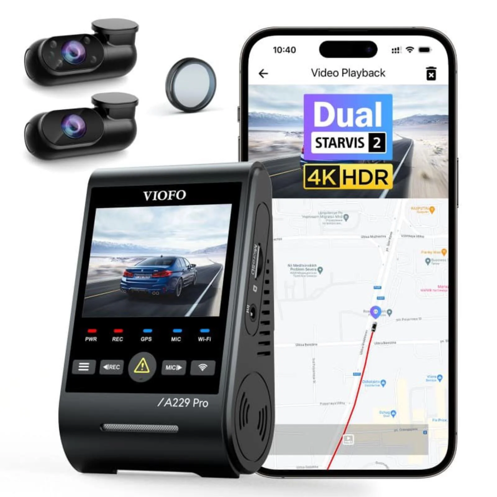 Viofo A229 Pro 3CH Dash Cam 4K Front 2K Rear Starvis 2 GPS WIFI HDR Taxi Camera - Image 3