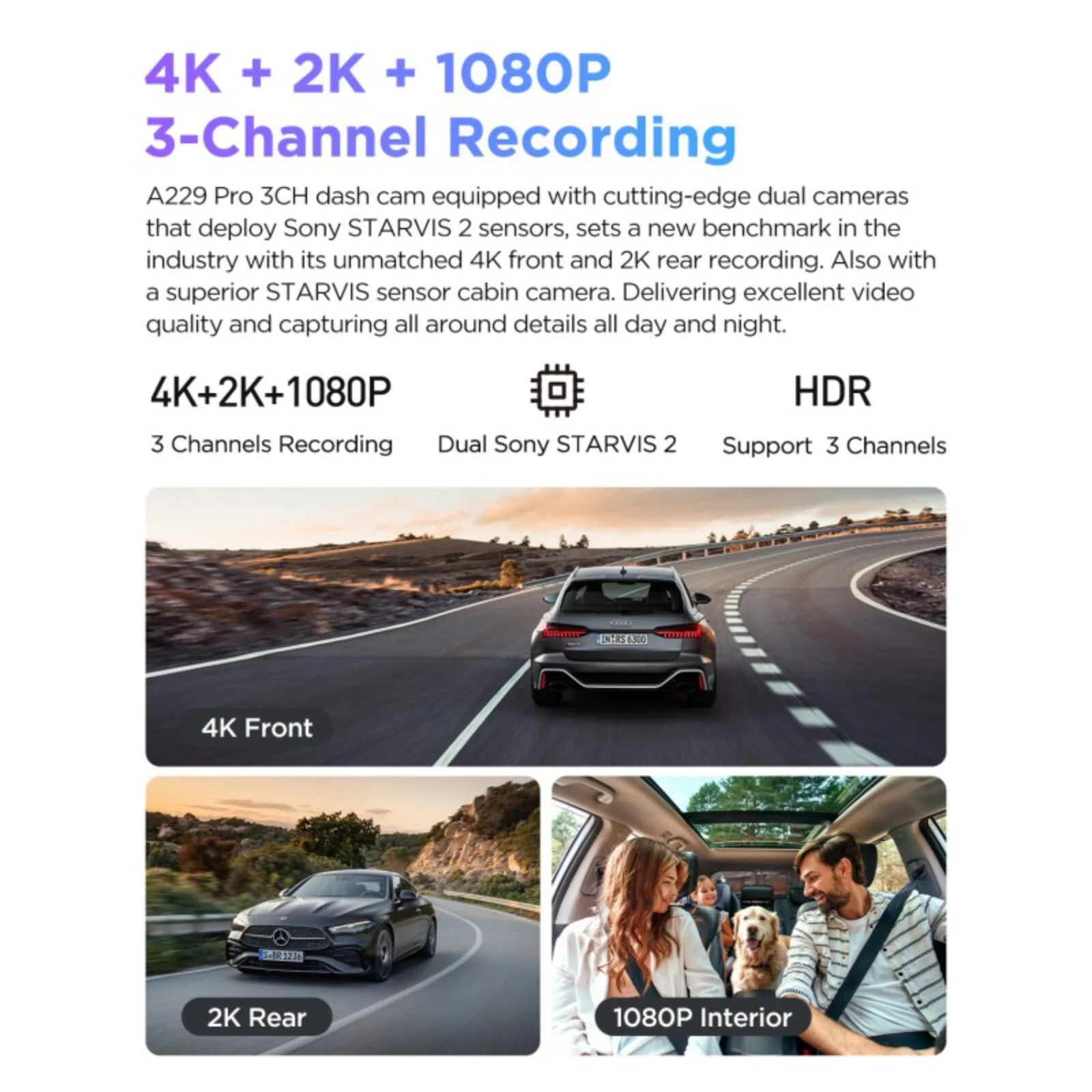 Viofo A229 Pro 3CH Dash Cam 4K Front 2K Rear Starvis 2 GPS WIFI HDR Taxi Camera - Image 5