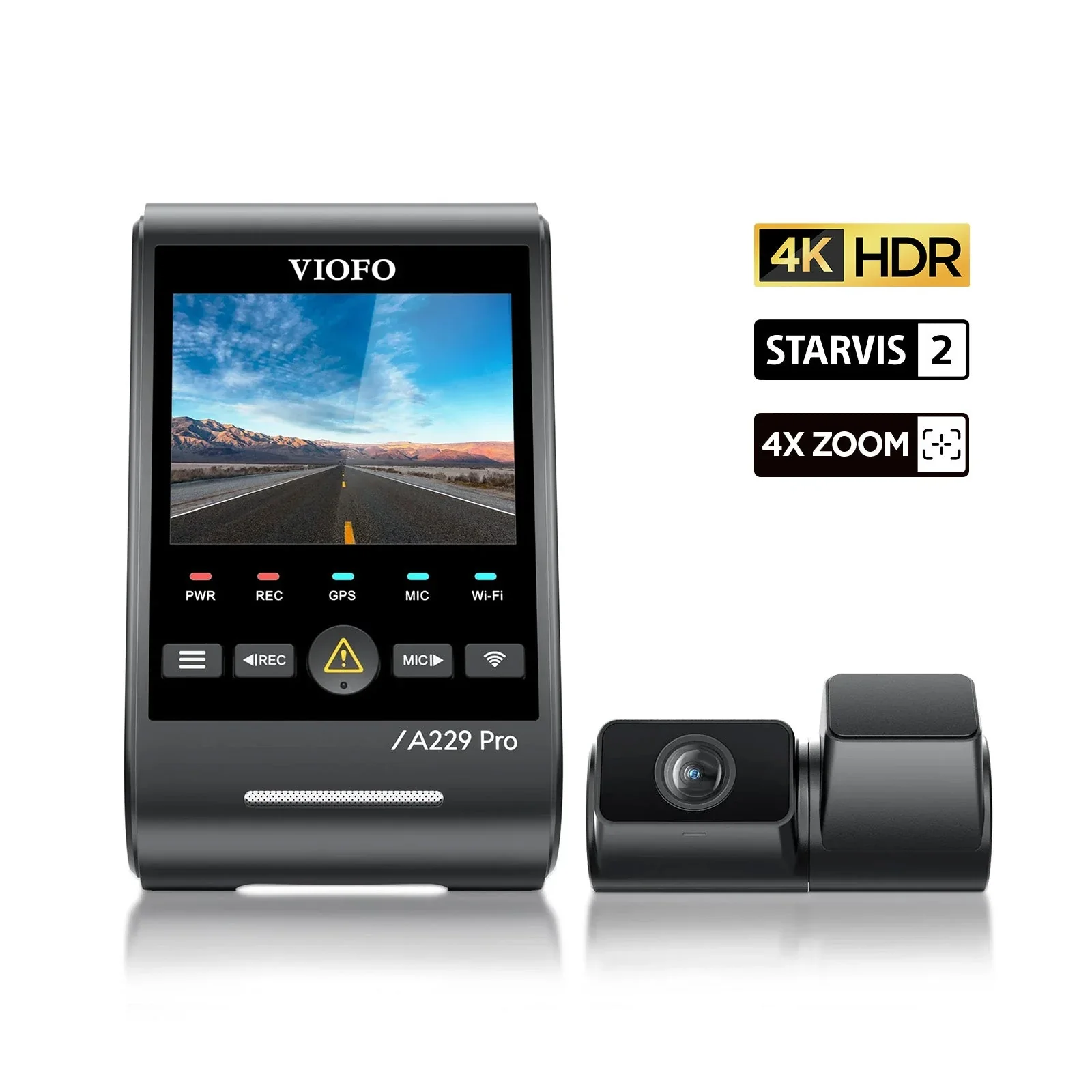 Viofo A229 Pro Tele 2CH Dash Cam 4K Front 2K Telephoto Starvis 2 GPS WIFI Camera - Image 4