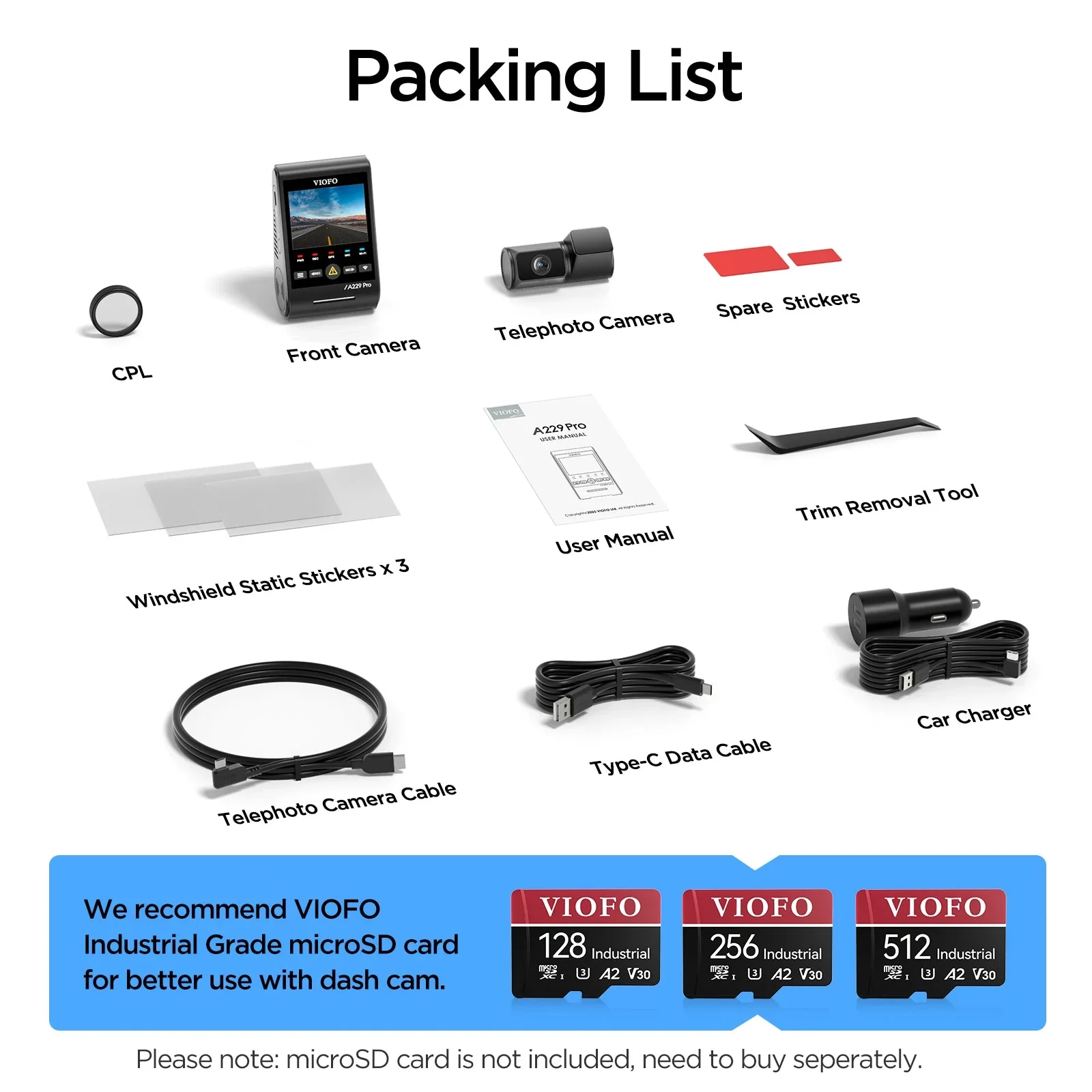 Viofo A229 Pro Tele 2CH Dash Cam 4K Front 2K Telephoto Starvis 2 GPS WIFI Camera - Image 6