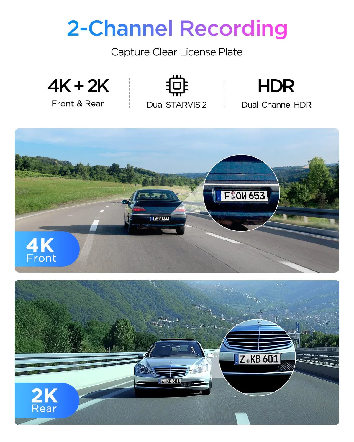 Viofo A329S 2CH Dash Cam 4K Front 2K Rear Starvis 2 GPS WIFI HDR Dual Camera - Image 6