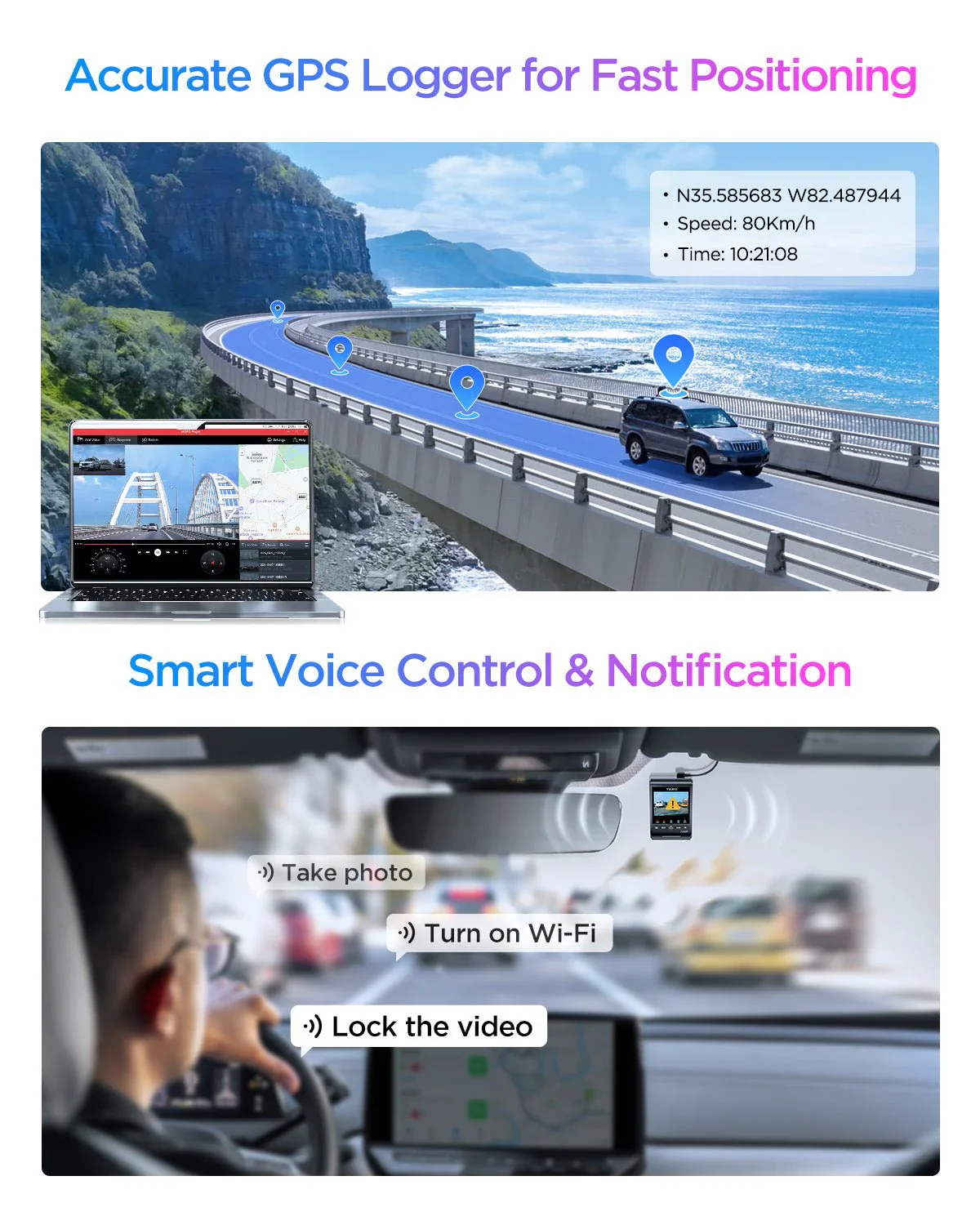 Viofo A329S 2CH Dash Cam 4K Front 2K Rear Starvis 2 GPS WIFI HDR Dual Camera - Image 7