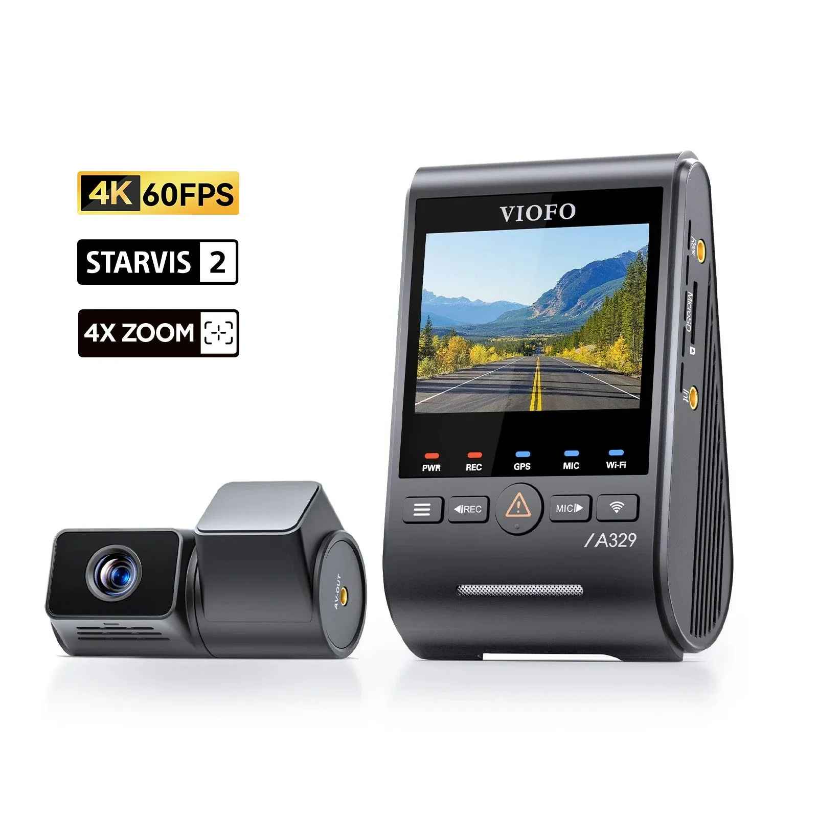 Viofo A329T 2CH Dash Cam 4K Front 2K Telephoto Starvis 2 HDR GPS WIFI Camera - Image 5