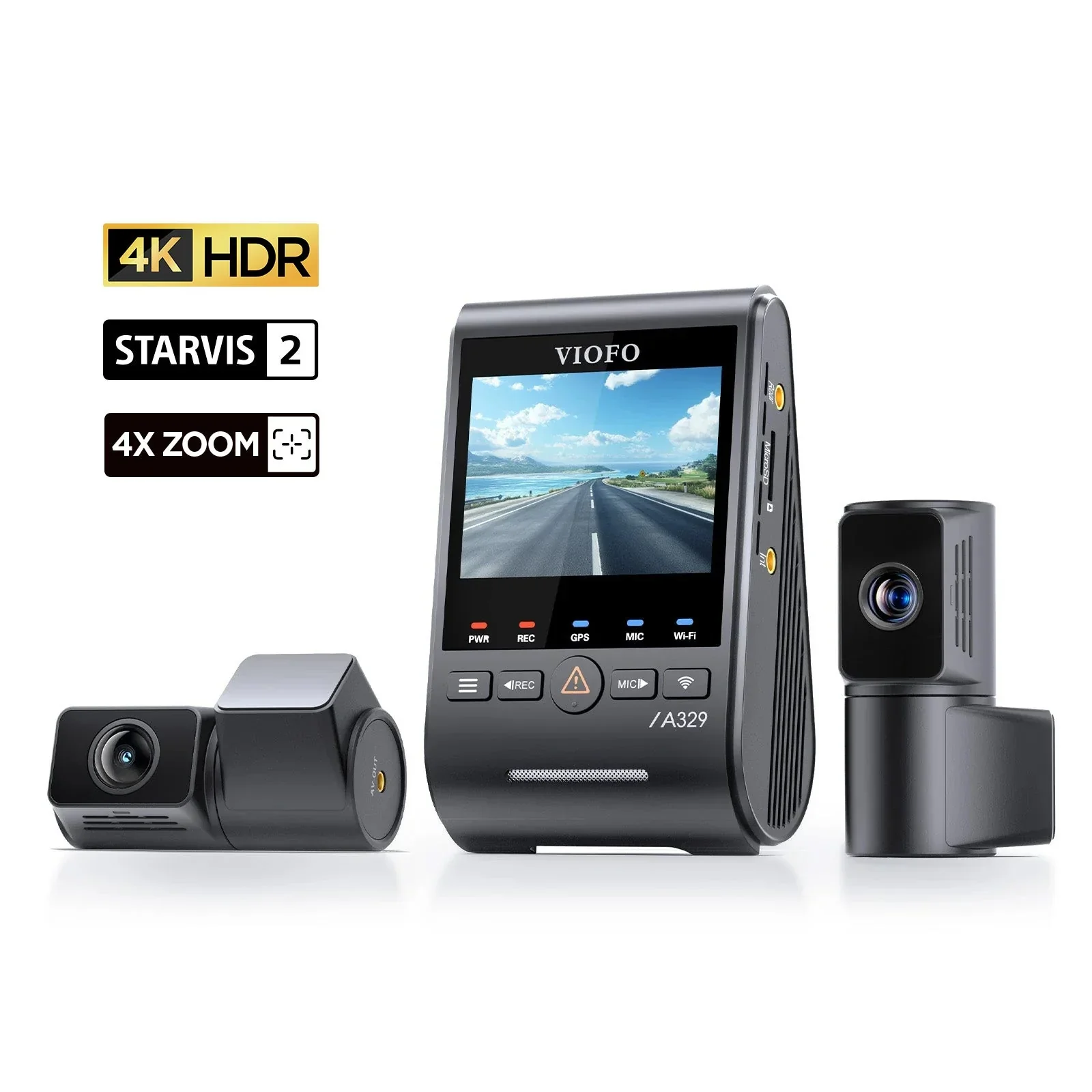 Viofo A329T 3CH Dash Cam 4K Front 2K Rear 2K Telephoto Starvis 2 GPS WIFI Camera - Image 4