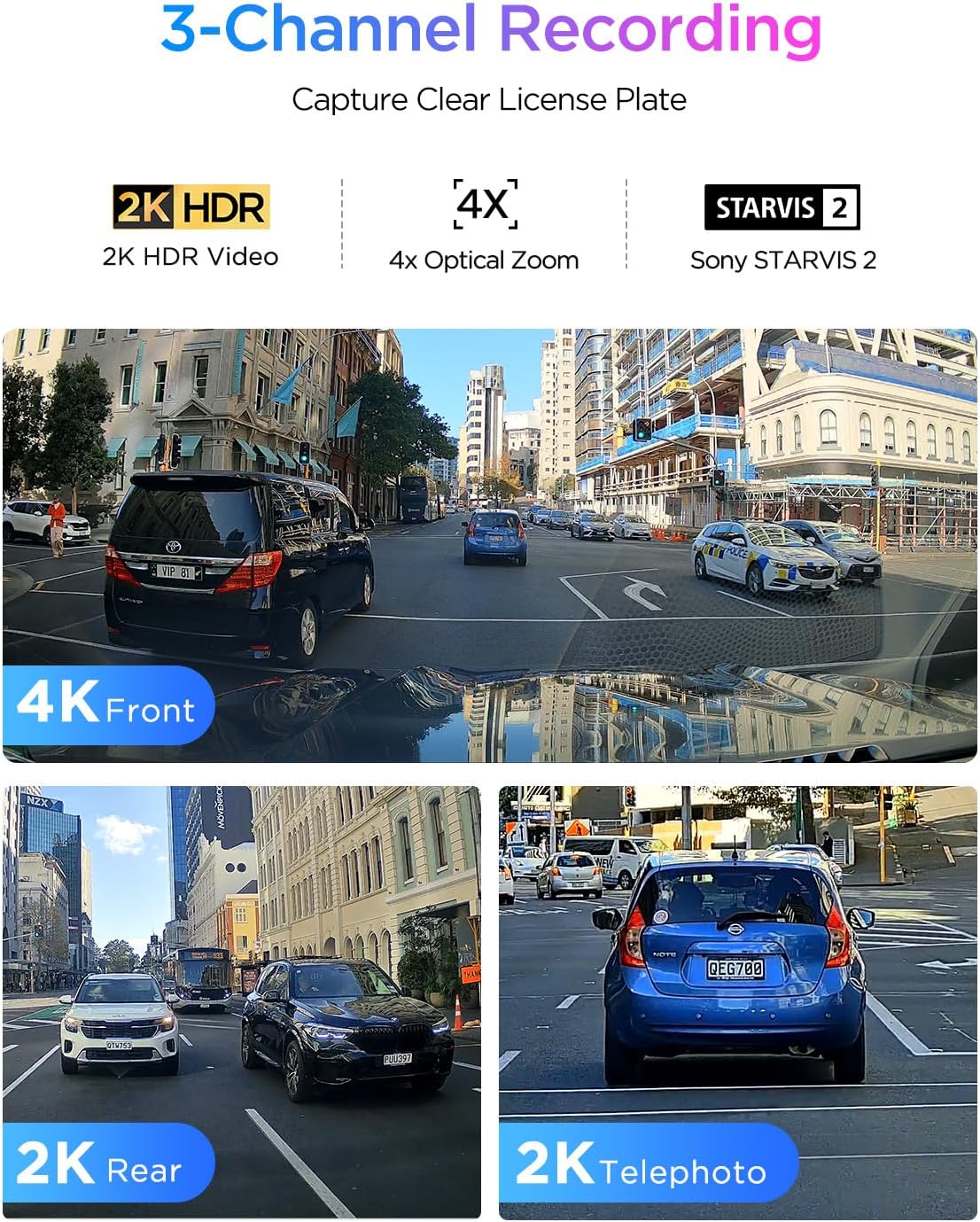 Viofo A329T 3CH Dash Cam 4K Front 2K Rear 2K Telephoto Starvis 2 GPS WIFI Camera - Image 8